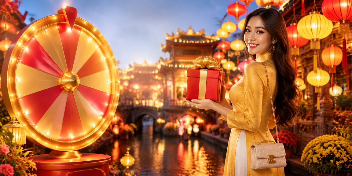 Không gian Hội An với đèn lồng và hoạt động quay thưởng giải trí