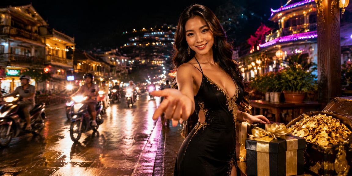 Ánh đèn Sa Pa trong đêm với giao diện giải thích khái niệm cá cược trực tuyến